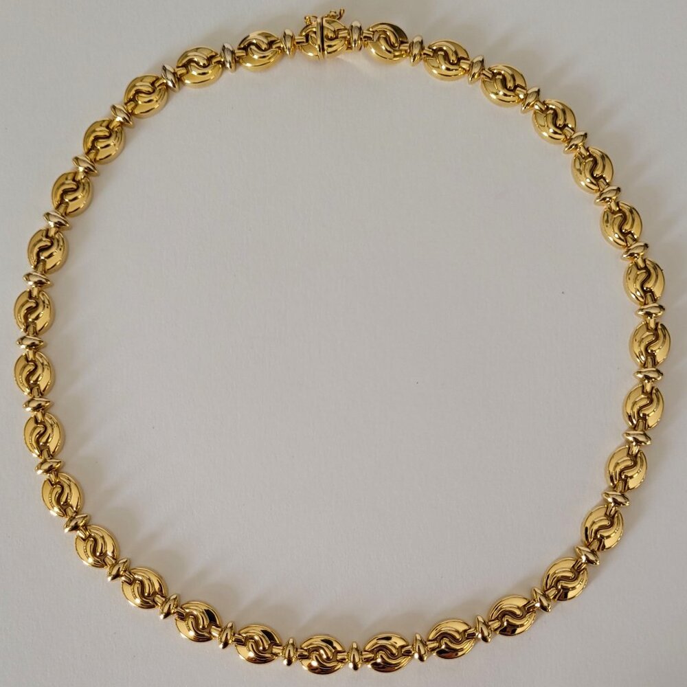 Italian 31G 14K Yellow Gold Swirl Link Collar Necklace